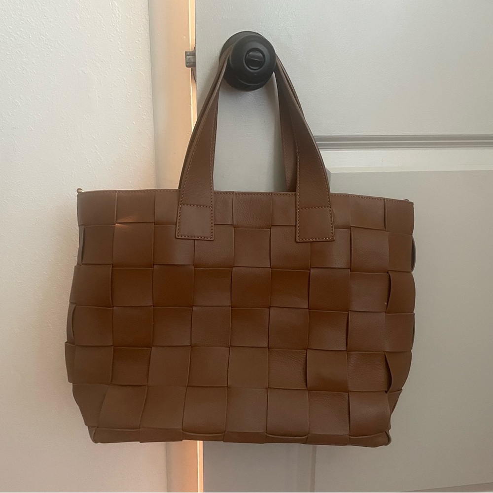Leather Woven Tote